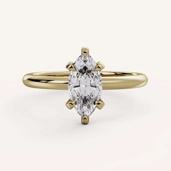 vylahjewellery Elegant 6-Prong Promise Wedding Ring Marquise Cut Solitaire Diamond Engagement Ring in 10K Vermeil Yellow Gold Minimalist Ring