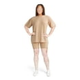 thumbnail image 3 of Lissome Women's and Women’s Plus Oversized Knit Tee and Bike Shorts Lounge Set, 2-Piece, Sizes S-4X, 3 of 4