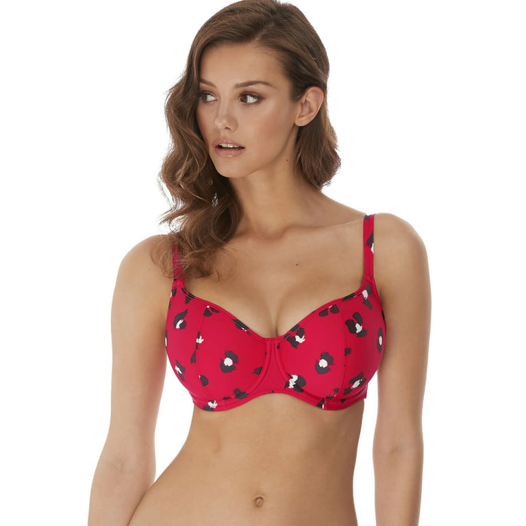 Freya Womens Wildcat Underwire Sweetheart Padded Bikini Top, 38G, Red 
