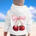 thumbnail image 2 of Weebloom Cute Hoodie For Toddler Girl Cherry Bow Hoodie Long Sleeve Soft Sweatshirt Graphic Kids Tops Clothes White 2-3 Years, 2 of 5