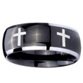 thumbnail image 2 of Tungsten Crosses 8mm Glossy Black 2 Tone Dome Polished Edges Men Ring, 2 of 2