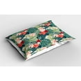 thumbnail image 2 of Ambesonne Leaf Pillow Sham 2 Pack, Nature Crepe Ginger Flower, 36"x20", Dark Green Green, 2 of 3