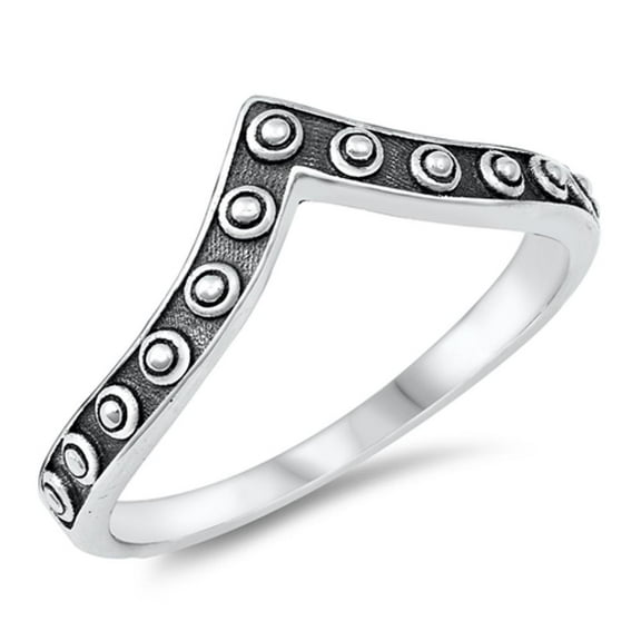Unique Oxidized Dot Chevron .925 Sterling Silver Band Jewelry Female Male Unisex Size 6