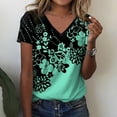 thumbnail image 1 of Hauts d'Été Grande Taille pour Femmes, T-shirt à Manches Courtes à Col en V Imprimé Floral, Blouses pour Femmes, T-shirt Col en V pour Femmes en Solde, 1 of 6