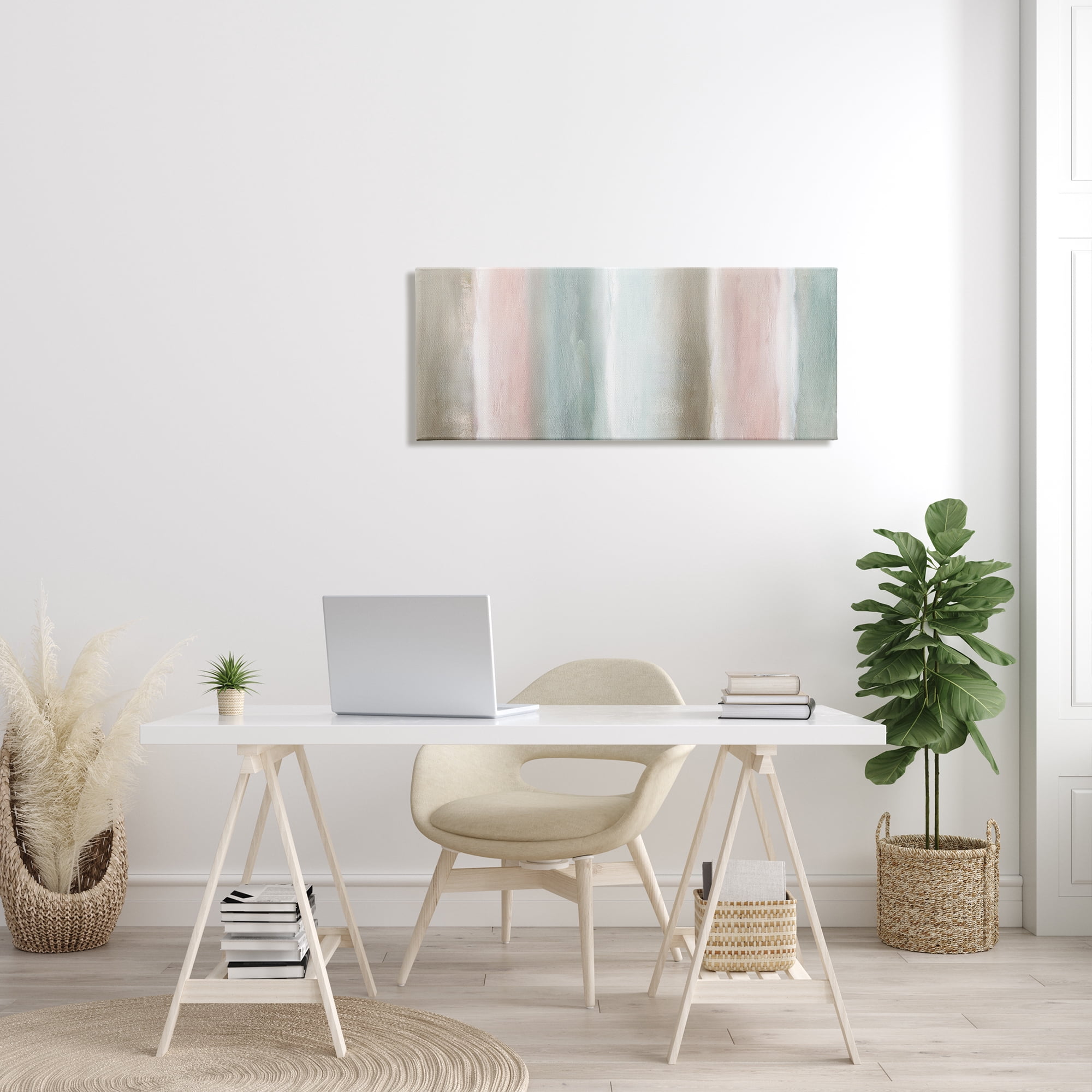 Stupell Indtries Blurred Striped Shape Abstraction Soft Pastel Pink Green,40 x 17,Design by Nan