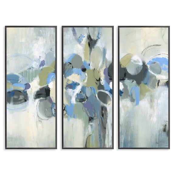 Stupell Industries Subdued Dappled Abstract 3 Piece Black Framed Giclee Art Set, design by Lisa Ridgers