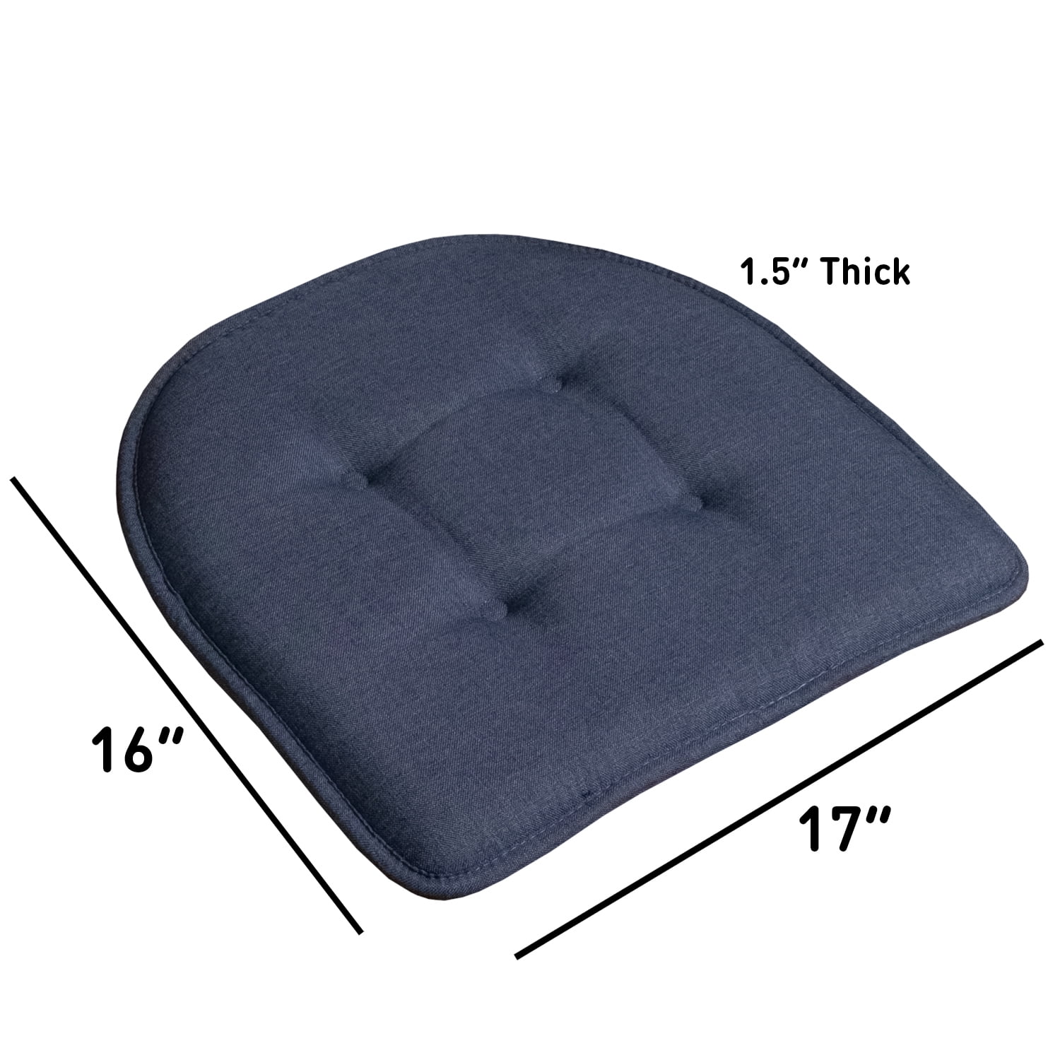 U-Shaped Memory Foam No Slip Back 16 x 16 Chair Pad Cushion 12 Pack - Denim