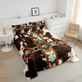 thumbnail image 2 of Cowhide Quilt Western Comforter Set King,Brown Highland Cow Print Bedding Set Exotic Aztec Farmhouse Wild Animals Duvet Insert,Longhorn Skin Room Decor Cowboys Gifts for Men, 2 of 5