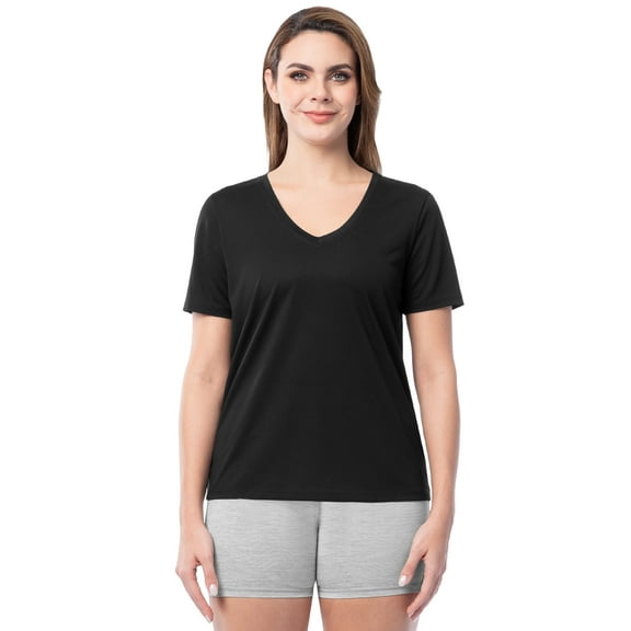 Athletic Works Women's Active Texture Knit V-Neck Tee, Sizes XS-XXXL