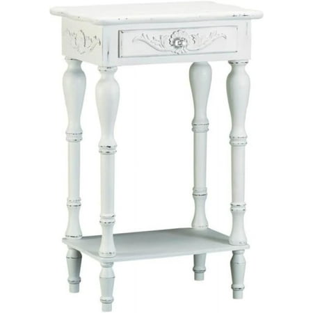 Carved White Side Table, Multicolor