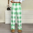 thumbnail image 2 of Women's Comfy Casual Pajama Pants Bottom with Pockets Stretch Plaid Sleepwear Green S, 2 of 5