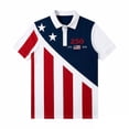 thumbnail image 4 of Mens Short Sleeve Tee Shirts National Flag Print Sytlish Polo Shirt Button Up Lapel Tshirts Patriotic Tops, 4 of 5