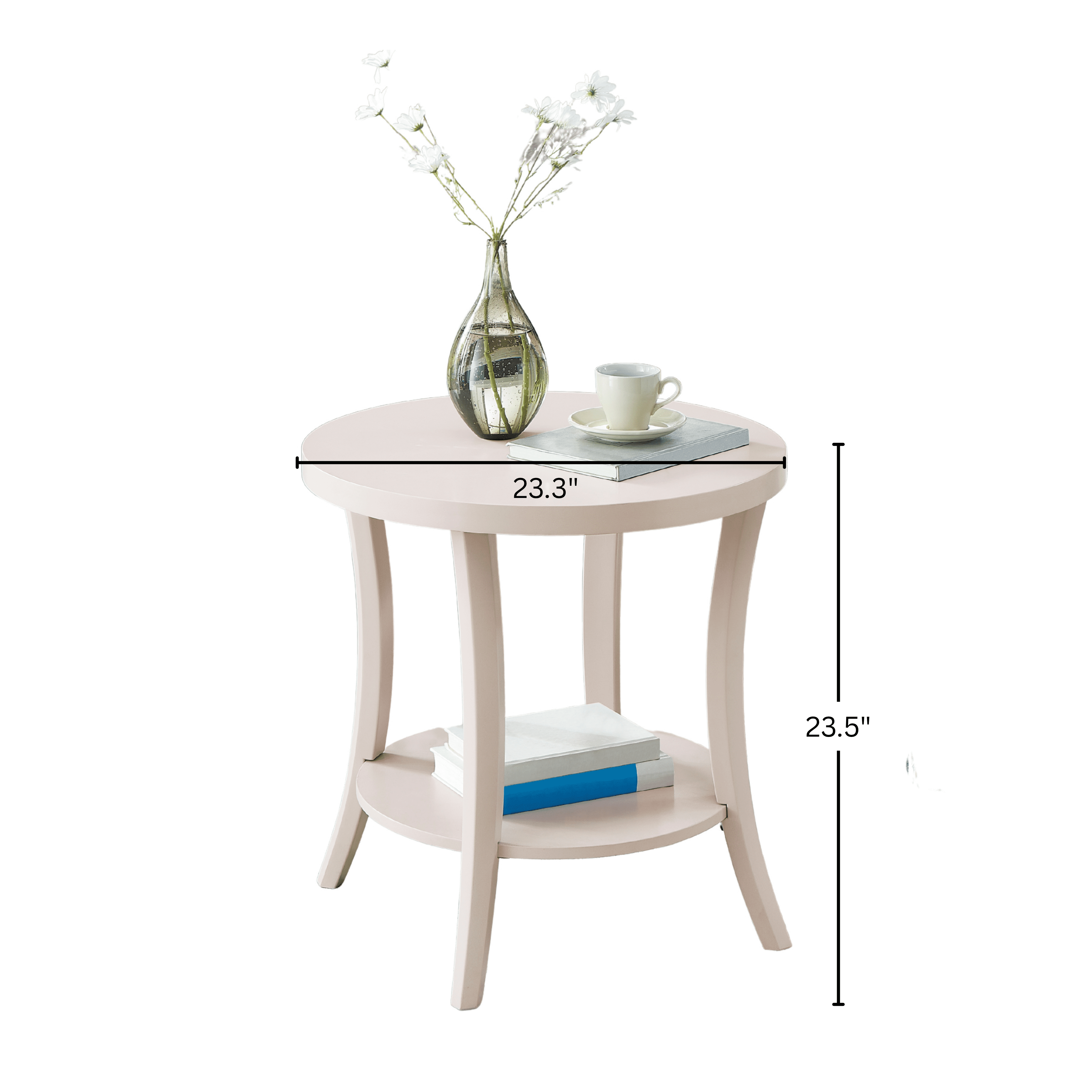 Oval Shelf End Table, Pink