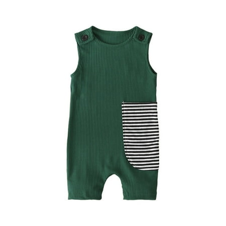 

Toddlers Boys Clothes Kids Baby Girls Sleeveless Rib Striped Jumpsuit Clothes