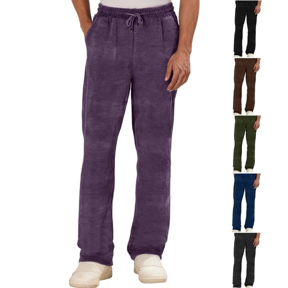 FRSASU Mens Cotton Yoga Pants Running Workout Lightweight Breathable Sweatpants Open Bottom Lounge Pants with Pockets