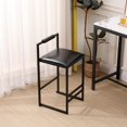 thumbnail image 6 of SYNGAR Bar Stools Set of 2, Modern Bar Stool with Low Backrest and Footrest, Armless PU Bar Stools with Adjustable Leg Pads, Counter Height Bar Stools for Living Room, Kitchen, Black, 6 of 13