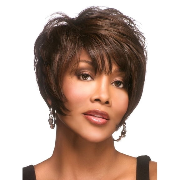 Vivica Fox Moore Synthetic Wig, 3T44 Dark Brown tipped with Dark Brown and Grey 50 65%
