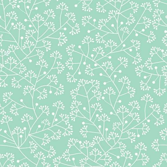 MuralsPrint Pantone Mint Flowers Removable Wallpaper 10'L x 24''W - 10'ft H x 24''inch W
