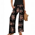 thumbnail image 6 of KLHDSF Women's Pants Elastic Waist Striped Lightweight Palazzo Pants for Women Casual Lounge Wide Leg Pants Pink L, 6 of 7