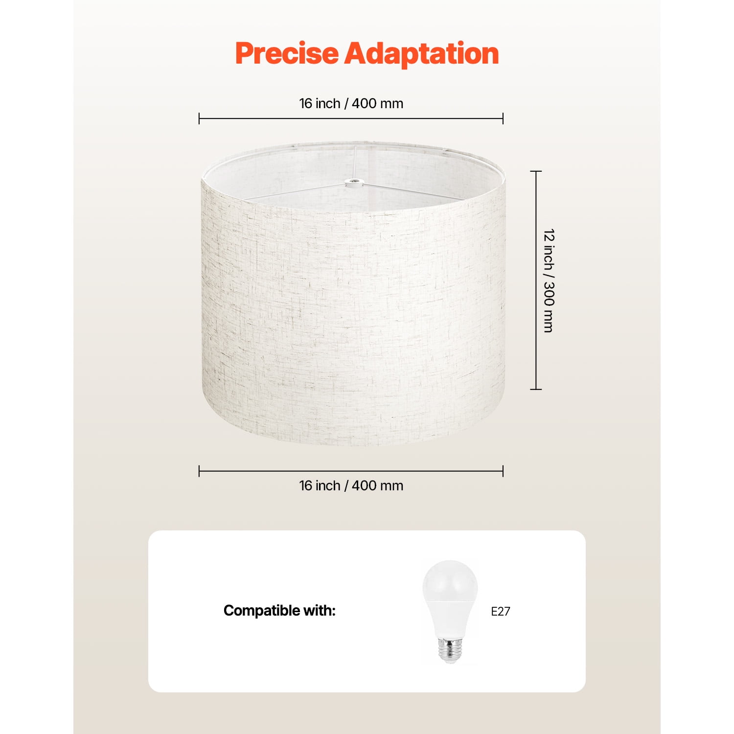 KFFKFF Set of 2 Drum Lamp Shades, 16 in Top x 16 in Bottom x 12 in Height, Large Replacement Shades for Table, Floor, and Pendant Lamps, Includes Harp, Simple Assembly Needed (Light Linen)