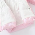 thumbnail image 6 of ZDHoor Girls Medium Long Puffer Jacket Metallic Glitter Hooded Long Sleeve Winter Warm Coat Pink 5-6, 6 of 7