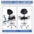 thumbnail image 4 of Saddle Stool Chair, Dental Saddle Stool(400LBS) with Back Support and Rolling Saddle, Hydraulic Lifting Height Adjustable for Clinic Dentist Spa Massage Salons (Black), 4 of 9