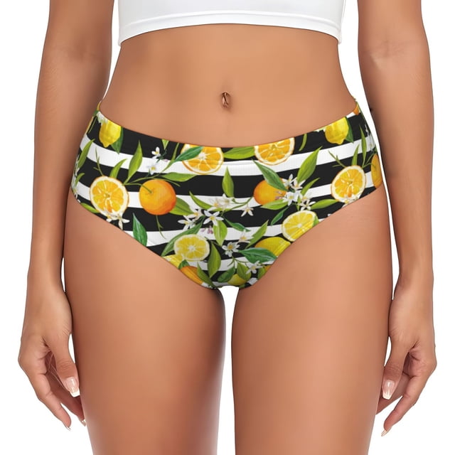 Balery Orange and Lemon Ropa Interior de Algodón para Mujer con Dibujo – Braguitas Cómodas y Elásticas, Estilo Clásico-X-Small