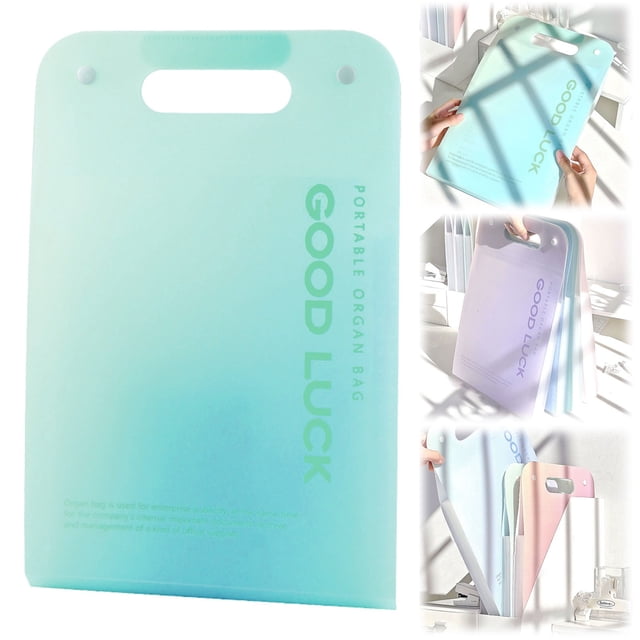 Clearance Sale! Multi-Layer Test Paper Storage Bag Gradient Green, Gradient Organ Bag with High Aesthetic Value Large Capacity Simple Folder Vertical Multi Layer Paper Material Storage Bag