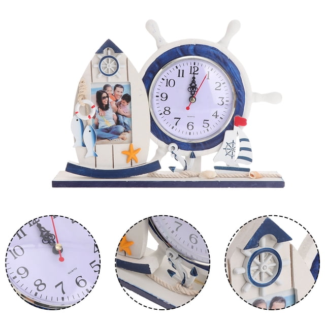 BRIGHTFUFU 1Pack Vintage Desk Clock Wood Timekeeping Home Decor Living Room