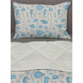 thumbnail image 3 of Nautical Comforter & Sham Bedding Set, Sea Plantation Seahorses Fish Shells and Corals Monochrome Illustration, 3 pcs Duvet Set Microfiber Filling Quilt, 5 Sizes, Eggshell Sky Blue, by Ambesonne, 3 of 4