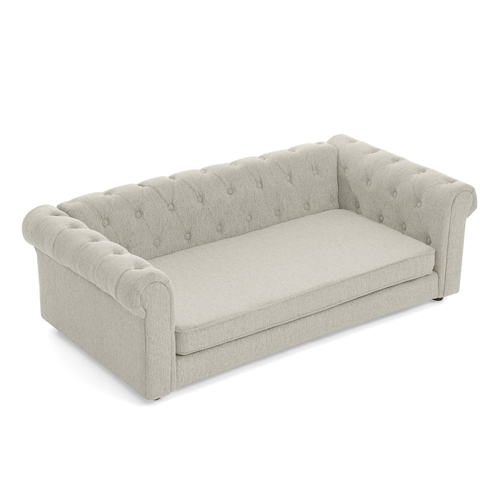 Elevated Modern Linen Pet Sofa Bed, Oversized Rectangular Dog Couch with Foam Padding for Large & Extra Large Dogs, MDF Frame Sturdy Pet Furniture