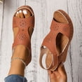 thumbnail image 2 of ShiShine Womens Wedge Sandals Open Toe Cutout Detail Adjustable Ankle Strap Comfort Casual Summer Shoes, 2 of 9