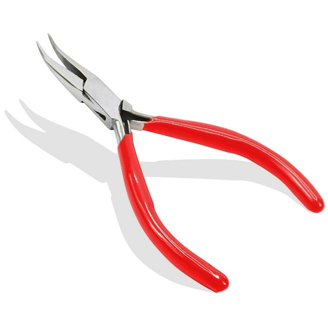 AAProTools 4.5" Chain Bent Nose Pliers With Smooth Jaws And Leaf Spring, For Jewelry and Beading