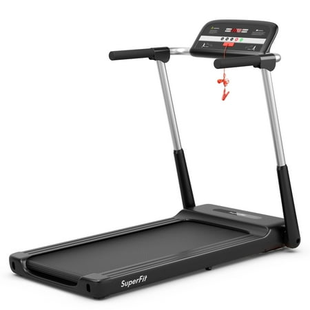 Costway - 2.25HP Folding LED Treadmill Electric Running Walking Machine with APP Control Gym - Black