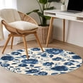 thumbnail image 4 of Round Rugs 4Ft, Navy Blue Floral Round Area Rug Washable Indoor Throw Carpet, Spring Retro Botanical Flowers Soft Non Slip Circle Rug for Kitchen Nursery Room Home Decor Aesthetic, 4 of 8