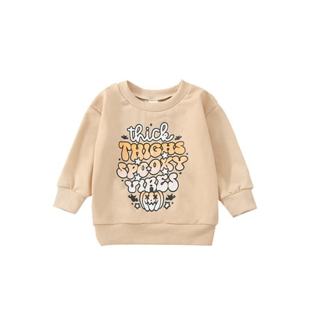 

Bagilaanoe Toddler Baby Girl Boy Halloween Sweatshirt Long Sleeve Pumpkin Letter Print Pullover 6M 12M 2T 3T 4T 5T 6T Kids Fall Loose Tee Tops