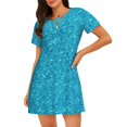 thumbnail image 4 of Salouo Blue Glitter Print Short Sleeve Sleepshirt for Womens Comfy Nightgown Scoopneck Cute Nightdress Ruffle -X-Large, 4 of 7
