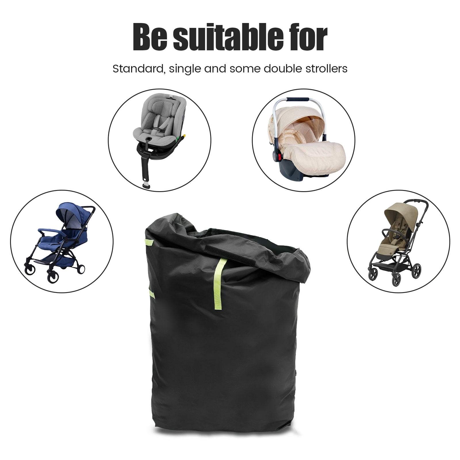 Stroller Bag 47 Inch 420D Oxford Cloth Gate Check Stroller Bag Waterproof Stroller Travel Bag Large Stroller Cover Bag Stroller Travel Cover with Adjustable Strap