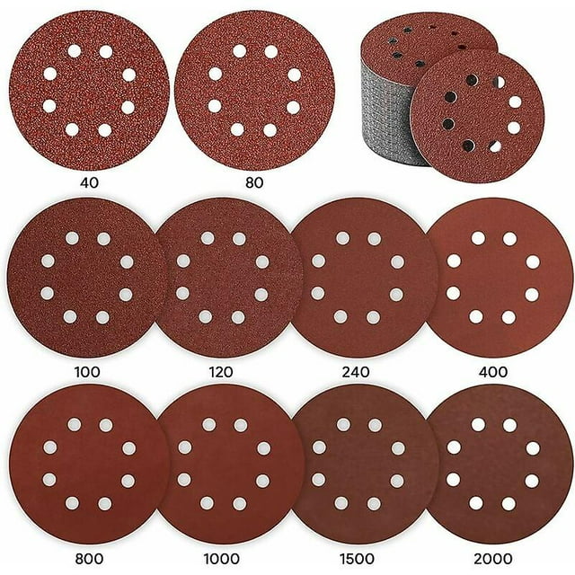 Sanding Discs, 80 Pieces Sanding Discs 125mm Sanding Paper Sanding Disc for Random Orbit Sander 10 * P40 / P80 / P100 / P120 / P240 / P400, 5 * P800 /
