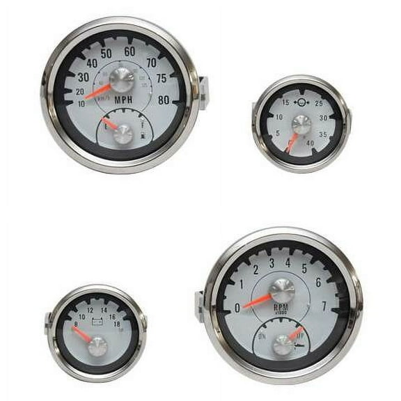 Teleflex Boat Gauge Set | Gray Silver Mercury Outboard (Set of 4)
