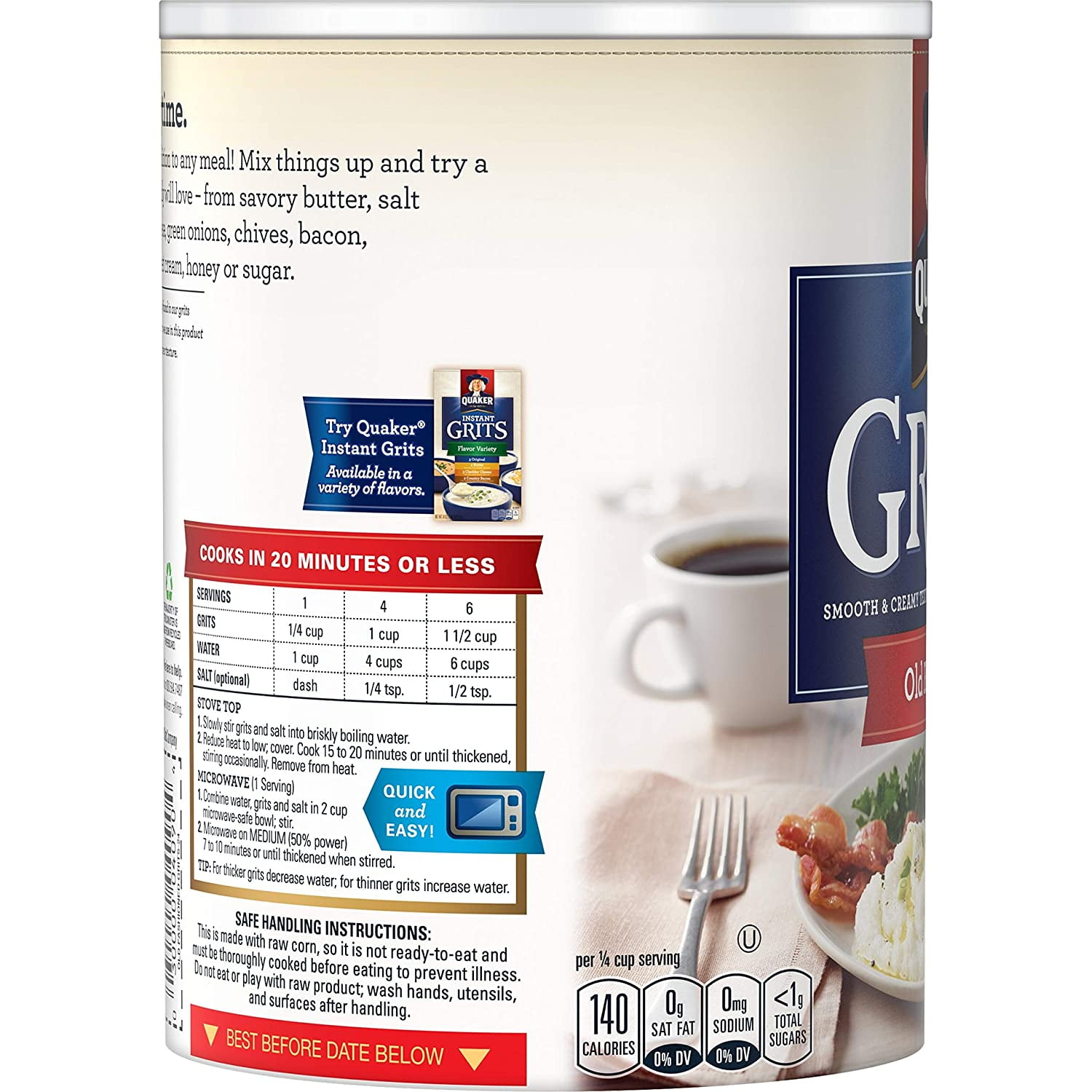 Quaker Old Fashioned Grits, 24 oz Canister