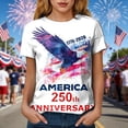 thumbnail image 4 of mgoYE T-Shirt for Women 250th American Anniversary Gifts 250 Years America Anniversary Shirt Womens 250th Independence Day Freedom Shirt USA Flag Star and Stripes Tee|Blue S, 4 of 8