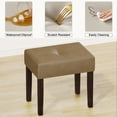 thumbnail image 2 of FAGAGA Small PU Leather Bench with Wood Legs Makeup Chair for Vanity, Modern Accent Ottoman Footstool for Makeup Room, Living Room, Bedroom, Entryway |Brown, 2 of 7