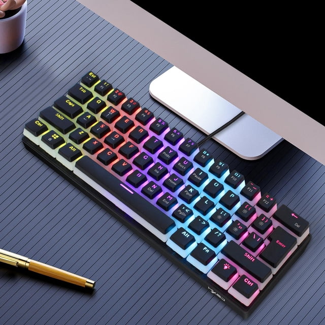 mecánico para juegos de 61 teclas, resistente a derrames, reemplaza a prueba de agua con Cable, diseño en inglés de EE. UU., compacto, Hugo Teclado mecánico