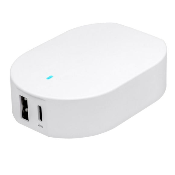 Chargeur mural à deux ports USB et USB-C à charge rapide avec Power Delivery de 20 W de onn.