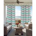 thumbnail image 4 of Turquoise Grey White Blackout Curtains, Light Blocking Print Window Curtains, Abstract Geometric Ocean Wave Stripe Thermal Insulated Window Drapes for Living Room 2 Panels, 84"W x 84"L, 4 of 9
