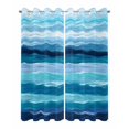 thumbnail image 2 of nqOlkjepod Outdoor Curtains for Patio Waterproof, Blue Ocean Outdoor Privacy Panels Grommet, Beach Blue Green Stripes Waves Watercolor Blackout Outside Curtains for Porch/Cabana 54"x84", 2 Panels, 2 of 8