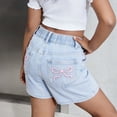 thumbnail image 5 of ATOGUTA Girls School Denim Shorts Cute Summer Trendy Fashion Jean Shorts High Waist Straight Leg Clothes Jorts Size 13-17, Light Blue, 5 of 6