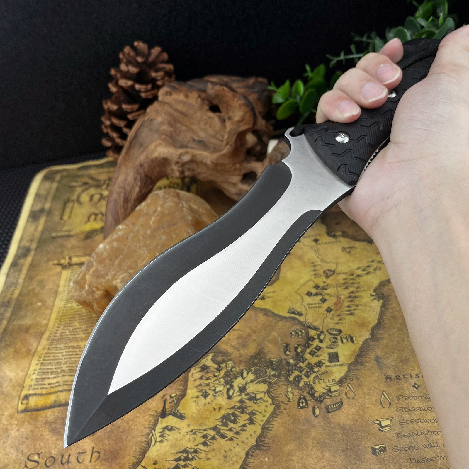 Multi-Purpose Fixed Blade Knife, 7Cr13Mov Stainless Steel, Nylon Fiber Handle, 11.81" Overall Length with Sheath for Light Outdoor Tasks
