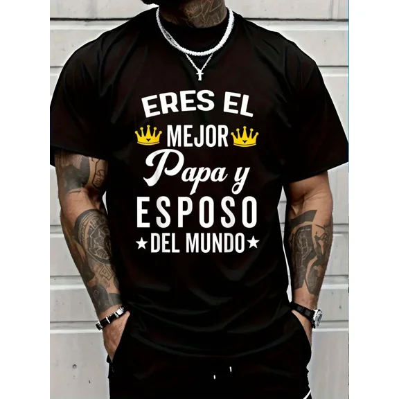 Men's Best Dad Husband Spanish Graphic T-Shirt